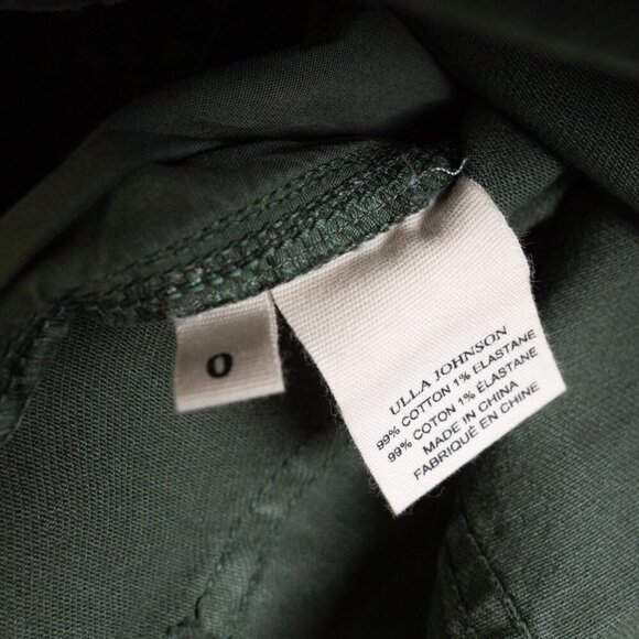 ULLA JOHNSON High Rise Pants Army Green Kingston Tie Cuff Size 0 - Picture 13 of 14